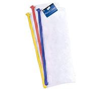 Range Wholesale 13" Clear Exam Pencil Case Coloured Zip Office School - Pack of 24