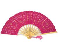 Rangebow Lace Hand Fan Dark,Hot,Fuchsia, Fuschia Pink Open length 50cm / 20" by Gothi Creations Bridal, Dance, Party Favours (Dark,Hot,Fuchsia, Fuschia Pink)