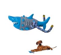 Rangebow Pets Shark Dog Chew Toy with Rope for Aggressive Chewers, Tough Rubber Toy for Boredom & Teeth Grinding, Dental Cleaning, Treat Dispensing, Tugging, Interactive Toy for Medium Large Dogs