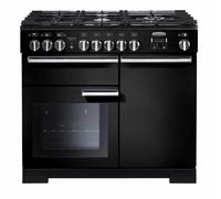 Rangemaster 100cm Dual Fuel Range Cooker Professional Deluxe, Black, A Rated - PDL100DFFGB/C A