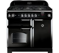 Rangemaster Classic CLA100NGFBL/C 100cm Gas Range Cooker with Electric Fan Oven - Black / Chrome - A+/A Rated