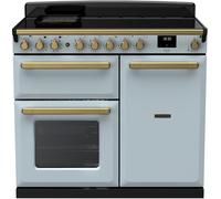 Rangemaster Estel Deluxe 100cm Electric Range Cooker with Induction Hob - Misty Blue / Chrome - A/A Rated