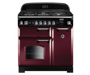 Rangemaster 116740 90cm Wide Classic Gas Range Cooker in Cranberry wit