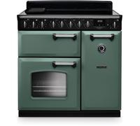 Rangemaster Classic Deluxe CLDL90EIPMGR/CM1 90cm wide Electric Range Cooker with Induction Hob - Mineral Green / Chrome - A/A Rated, Green