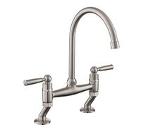 Rangemaster AquaClassic Double Lever Kitchen Mixer Tap - Brushed Stainless