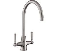 Rangemaster Aquaclassic Dual Lever Built In Kitchen Tap - Brushed Steel, Stainless Steel