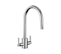 Rangemaster Aquatrend Dual Lever Pull Out Monobloc Kitchen Mixer Tap - Polished Chrome