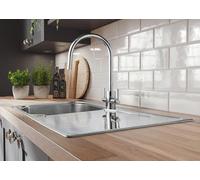 Rangemaster Aquatrend Kitchen Sink Tap Chrome Swivel Spout Mixer Hot Dual Lever