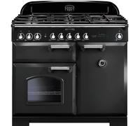 Rangemaster CDL100DFFCB/C Classic Deluxe Charcoal Black / Chrome 100cm Dual Fuel Range Cooker A