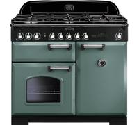 Rangemaster CDL100DFFMG/C Classic Deluxe Mineral Green / Chrome 100cm Dual Fuel Range Cooker A