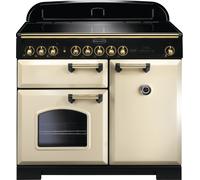Rangemaster Classic Deluxe 100 Induction Range Cooker - Cream/Brass