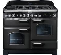 Rangemaster CDL110DFFCB/C Classic Deluxe Charcoal Black / Chrome 110cm Dual Fuel Range Cooker A