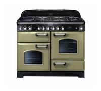 Rangemaster CDL110DFFOG/C Classic Deluxe Olive Green with Chrome Trim 110cm Dual Fuel Range Cooker - A Rated - 100930