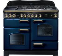 Rangemaster CDL110DFFRB/B Classic Deluxe 110cm Dual Fuel Range Cooker Regal Blue/Brass