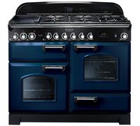 Rangemaster Classic Deluxe CDL110DFFRB/C 110cm Dual Fuel Range Cooker - Regal Blue/Chrome - A/A Rated