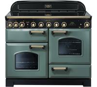 Rangemaster CDL110EIMG/B Classic Deluxe Mineral Green / Brass 110cm Induction Range Cooker A