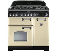 Rangemaster Classic Deluxe CDL90DFFCR/C 90cm Dual Fuel Range Cooker - Cream / Chrome