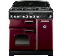 Rangemaster Classic Deluxe CDL90DFFCY/C 90cm Cranberry & Chrome Dual Fuel Range Cooker