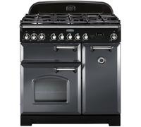 Rangemaster CDL90DFFSL/C Classic Deluxe Slate / Chrome 90cm Dual Fuel Range Cooker A