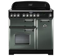 Rangemaster Classic Deluxe CDL90EIMG/C 90cm Electric Range Cooker with Induction Hob - Mineral Green / Chrome - A/A Rated, Green