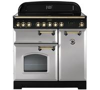 Rangemaster CDL90EIRP/B Classic Deluxe Royal Pearl / Brass 90cm Induction Range Cooker A