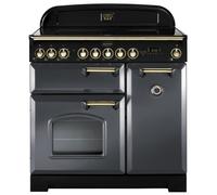 Rangemaster Classic Deluxe CDL90EISL/B Slate / Brass 90cm Induction Range Cooker A