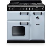 Rangemaster CL90DFPMSB/CM1 Classic Misty Blue / Chrome 90cm Dual Fuel Range Cooker A