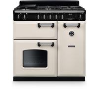 Rangemaster Classic CL90DFPPCR/CM1 90cm wide Dual Fuel Range Cooker with Gas Hob - Cream / Chrome - A/A Rated