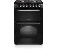 Rangemaster Classic 60 CLA60DFFBL/C 60cm Wide Double Oven Dual Fuel Cooker - Black / Chrome - A/A Rated, Black