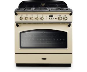 Rangemaster CLAS90FXDFFCRB Classic 90cm Dual Fuel Range Cooker- Cream & Brass