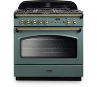 Rangemaster CLAS90FXDFFMGB Classic 90cm Dual Fuel Range Cooker- Mineral Green & Brass
