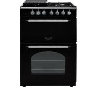 Rangemaster CLA60DFFBL/C - Black / Chrome Dual Fuel Cooker - Four Burners, 69/39 L Capacity, Double Oven - A Energy Rating