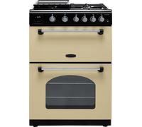 Rangemaster Classic 60 CLA60NGFCR/C 60cm wide Double Oven Gas Cooker with Electric Grill - Cream / Chrome - A+/A Rated, Cream