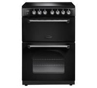 Rangemaster Classic 60 CLA60ECBL/C 60cm Wide Double Oven Electric Cooker with Ceramic Hob - Black / Chrome - A/A Rated, Black