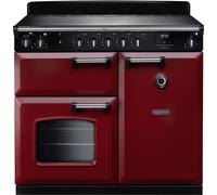 Rangemaster Classic CL100EIPBOR/CM1 100cm wide Electric Range Cooker with Induction Hob - Bordeaux / Chrome - A/A Rated, Red