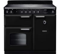 Rangemaster Classic CL100EIPGBL/CM1 100cm wide Electric Range Cooker with Induction Hob - Black / Chrome - A/A Rated, Black