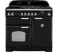 Rangemaster Classic CLA100NGFBL/C 100cm Gas Range Cooker with Electric Fan Oven - Black / Chrome - A+/A Rated