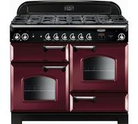 Rangemaster Classic CLA110DFFCY/C 110cm Dual Fuel Range Cooker with Gas Hob - Cranberry / Chrome - A/A Rated, Red
