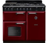 Rangemaster Classic Deluxe 100 Dual Fuel CLDL100DFPBOR/CM1 100cm wide Dual Fuel Range Cooker with Gas Hob - Bordeaux / Chrome - A/A Rated, Red