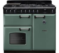 Rangemaster Classic Deluxe 100 Dual Fuel CLDL100DFPMGR/CM1 100cm Dual Fuel Range Cooker with Gas Hob - Mineral Green / Chrome - A/A Rated, Green