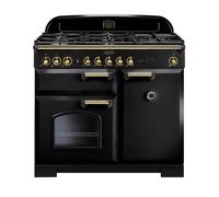 Rangemaster Classic Deluxe 100 Dual Fuel Range Cooker (Brass Details) - Black