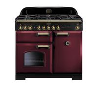 Rangemaster Classic Deluxe 100 Dual Fuel Range Cooker (Brass Details) - Cranberry
