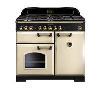 Rangemaster Classic Deluxe 100 Dual Fuel Range Cooker (Brass Details) - Cream