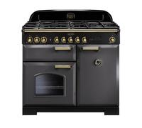 Rangemaster Classic Deluxe 100 Dual Fuel Range Cooker (Brass Details) - Slate