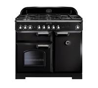 Rangemaster Classic Deluxe 100 Dual Fuel Range Cooker (Chrome Details) - Black