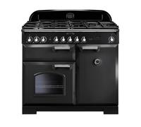 Rangemaster Classic Deluxe 100 Dual Fuel Range Cooker (Chrome Details) - Charcoal Black