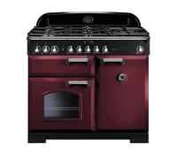 Rangemaster Classic Deluxe 100 Dual Fuel Range Cooker (Chrome Details) - Cranberry