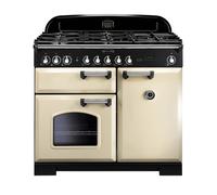 Rangemaster Classic Deluxe 100 Dual Fuel Range Cooker (Chrome Details) - Cream