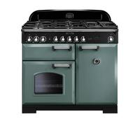 Rangemaster Classic Deluxe 100 Dual Fuel Range Cooker (Chrome Details) - Mineral Green