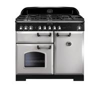 Rangemaster Classic Deluxe 100 Dual Fuel Range Cooker (Chrome Details) - Royal Pearl
